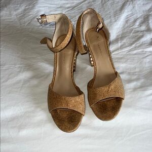 Anthropologie Tan Ankle Strap Heels